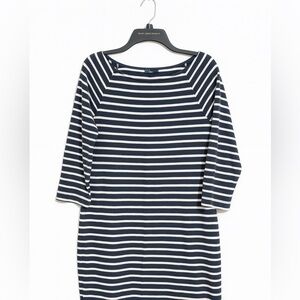 GAP Navy & White Striped Cotton Dress Women’s Medium Classic, Below Knee